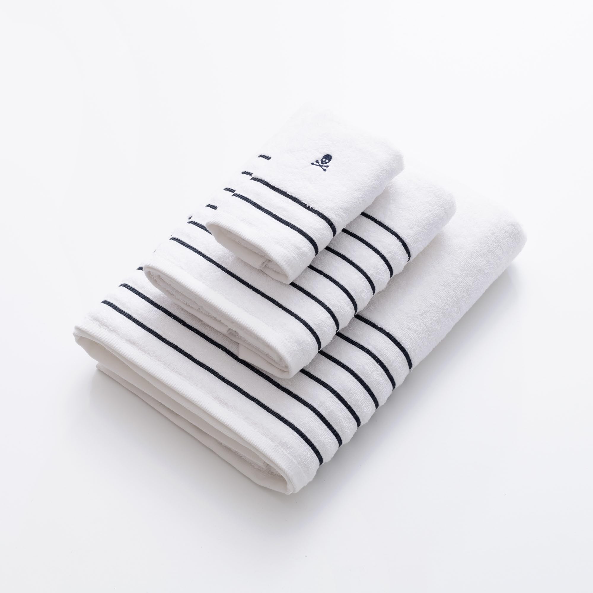 Scalpers Toalla de Invitados Blanca a Rayas 30x50cm 100% Algodón 470GSM Home