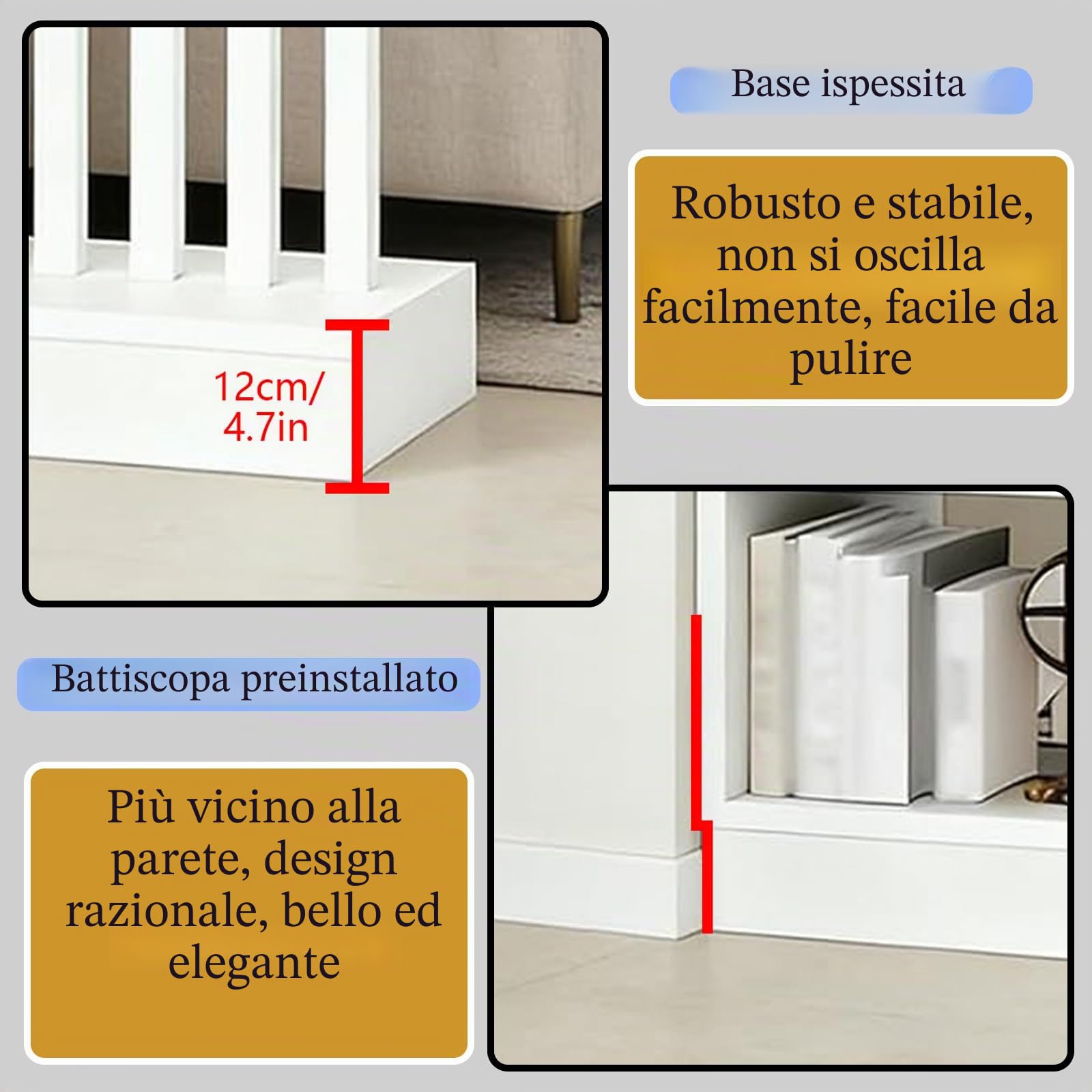 Divisorio a parete con ripiano contenitore (A Bianco, 120 cm)