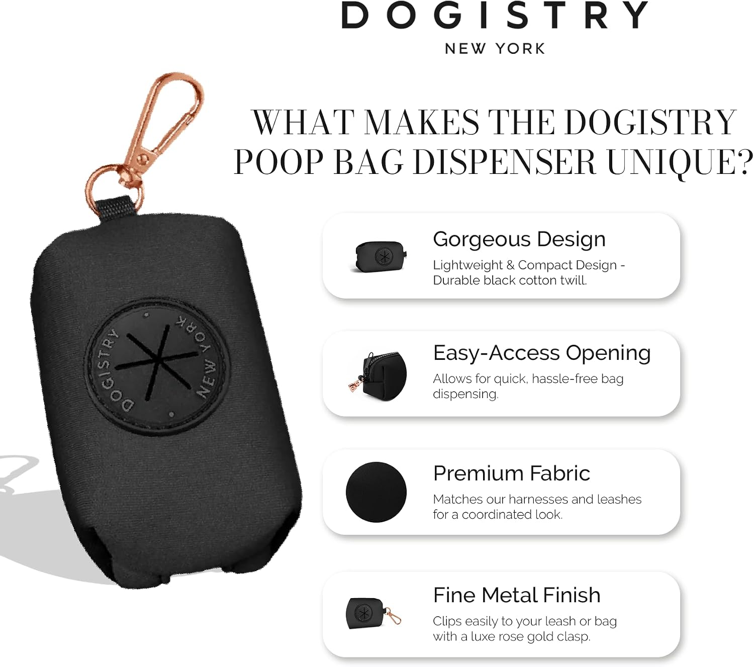 DOGISTRY - Poop Bag Holder - Black - 3" x 2.5" x 2" image 4