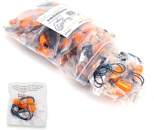 Tapones para los oídos de espuma detectables de metal, 50 pares, NRR de 32 dB con cable detectable, cancelación de ruido, desechables, tapones para