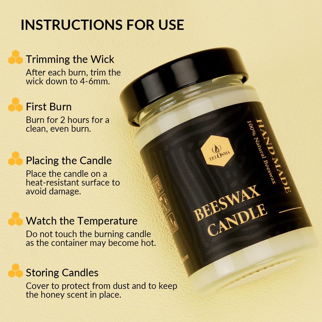 4 velas de cera de abeja, velas de emergencia, velas de cera de abeja natural, sin perfume, 1 día, orgánicas, sin humo, color blanco roto