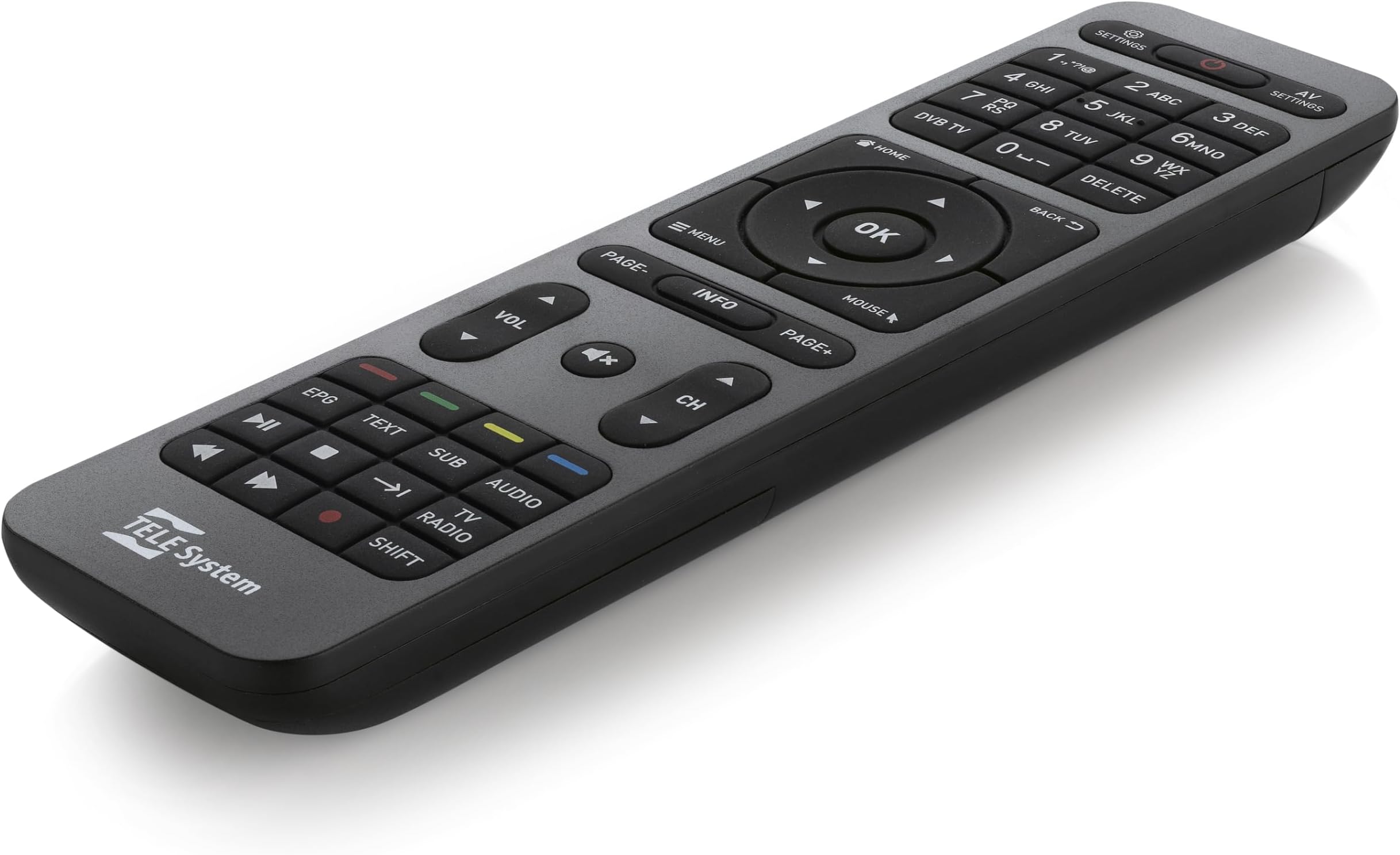 TELE System Original Remote Control for TS UP T2 HD Digital Terrestrial Decoder - With precise and intuitive controls and easy access to main functions.