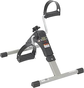 Drive Medical RTL10273 Deluxe Folding Pedal Exerciser with Electronic Display for Legs and Arms, Under Desk Bike Pedal Exerciser, Fully Assembled, No Tools Required, Black
