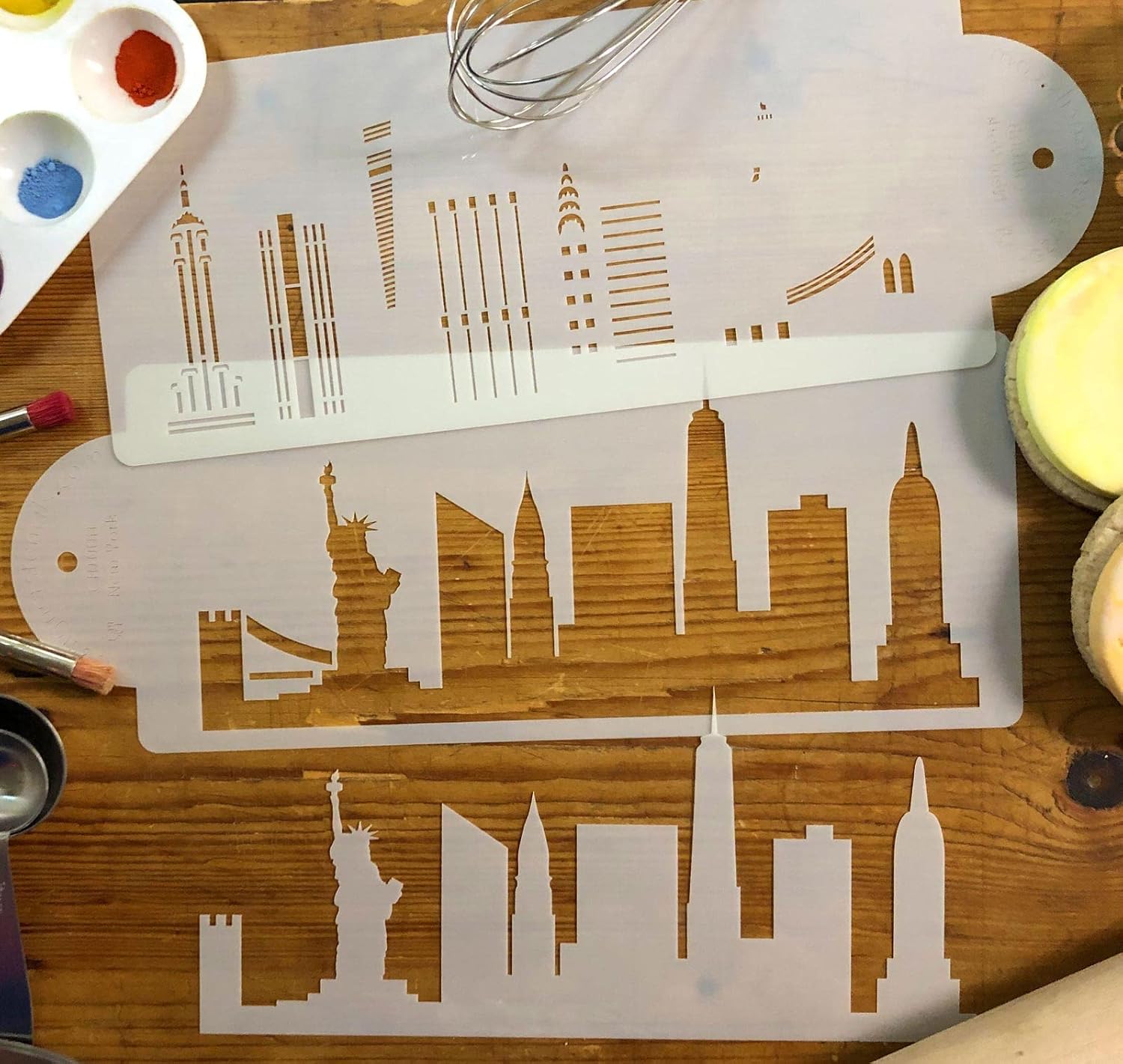 New York City Detailed Skyline Cake Stencil Side C1000 by Designer Stencils
