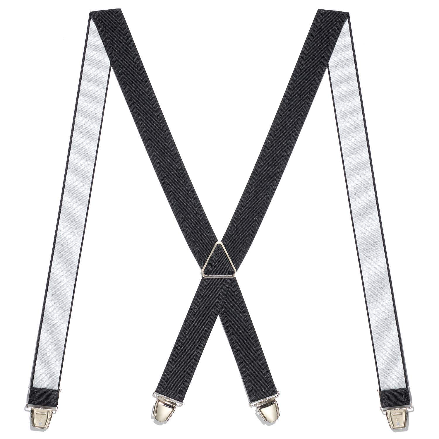 YEHMAN Wide Braces X Made in France 3.5 cm 4 Large Clips/Clips Made in Germany for Men and Women, Black,