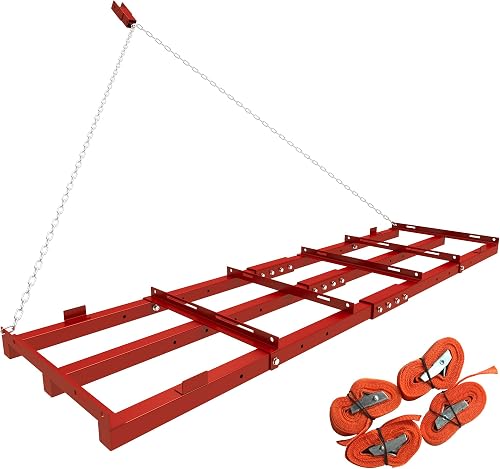 6ft Heavy Duty Drag Harrow for ATV, UTV, Tractor - Adjustable Tow Behind Leveling Rake with Weight Tray for Driveway Grader, Lawn, Field, Pasture, Food Plot Maintenance, Red(72 inch)