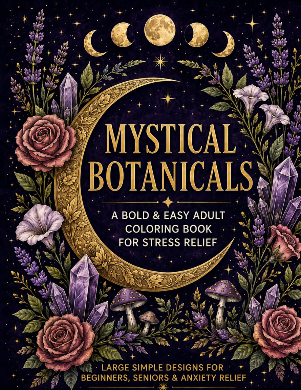 Mystical Botanicals: A Bold & Easy Adult Coloring Book for Stress Relief