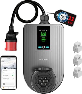 Mobile Wallbox 11kW mit APP & RFID CEE Stecker 16A & Typ 2 Socket