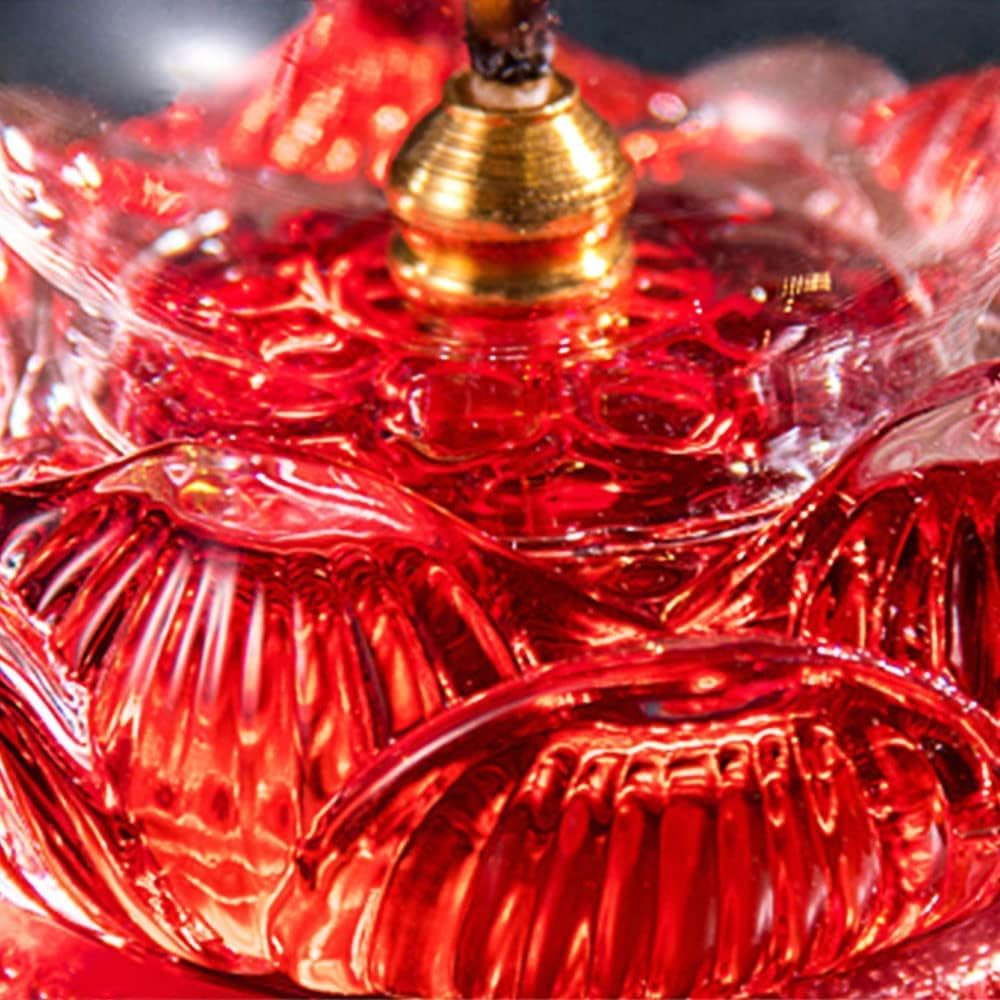 Decorative Lighting Oil Lamp Crystal Lotus Buddha Front Light Glass Oil Lantern Wicks with Fire Control Knob Kerosene Lamp Emergency Lighting Lamp