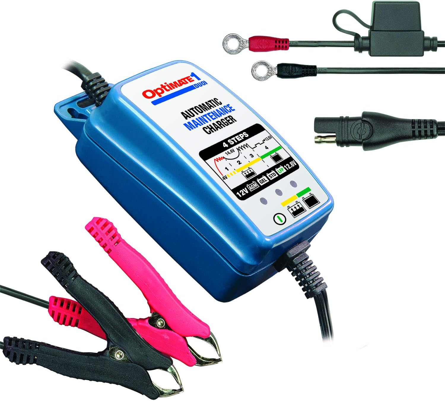Chargeur-Mainteneur TecMate OptiMate 1 DUO Pour Batteries Lithium LiFePO4 12.8V Ou Plomb 12V
