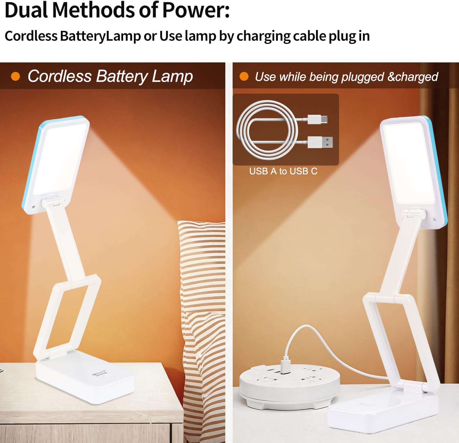 Lampada da Tavolo,LED Lampada da Scrivania Senza Fili, Lampada da Comodino Portatile Dimmerabile,2400mAh Ricaricabile Batteria Lampada Scrivania bambini, Lampada Comodino Camera da Letto
