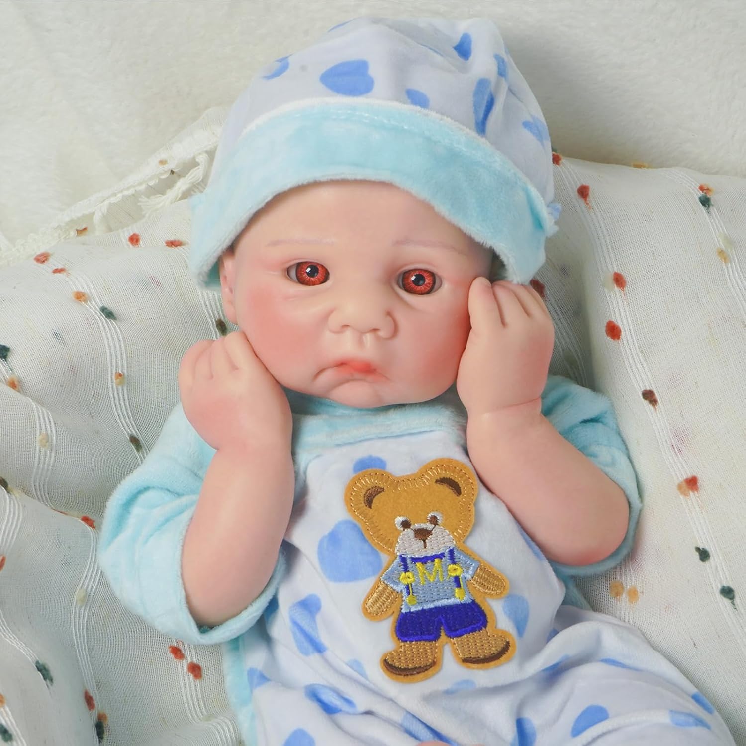 Reborn Baby Dolls Silicone Full Body 12in Weighted Real Life Closed-Eyes Girl Dolls Lifelike Newborn Baby Soft Body Flexible Limbs Not Vinyl