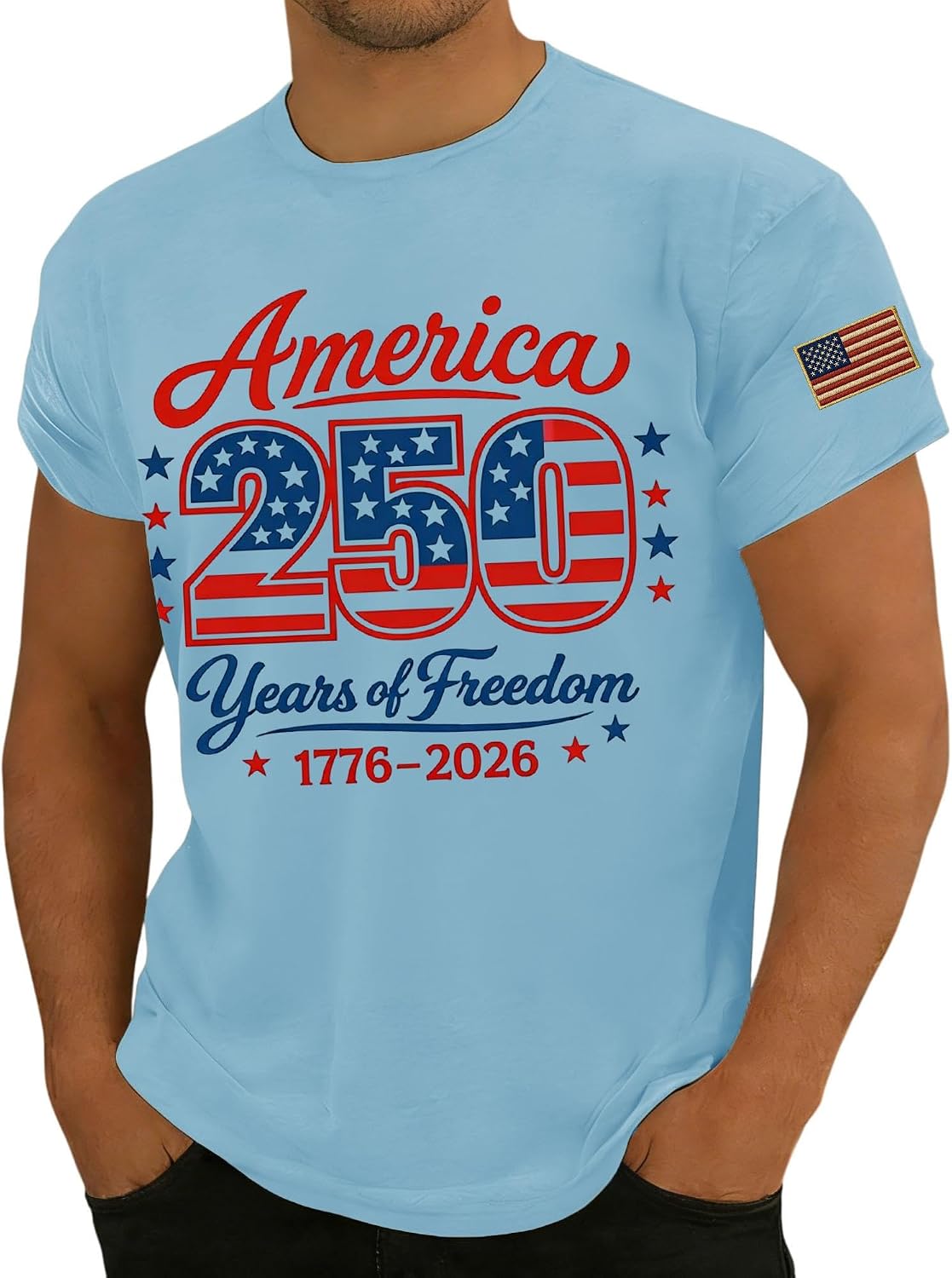 Men's 4Th of July Shirt 2026 American Flag 250Th Anniversary T-Shirt USA Patriotic Independence Day, S-4XL