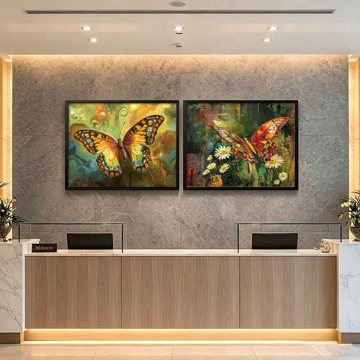 (2 Pack) Zestaw do malowania diamentowego motyla dla dorosłych 110x80cm L