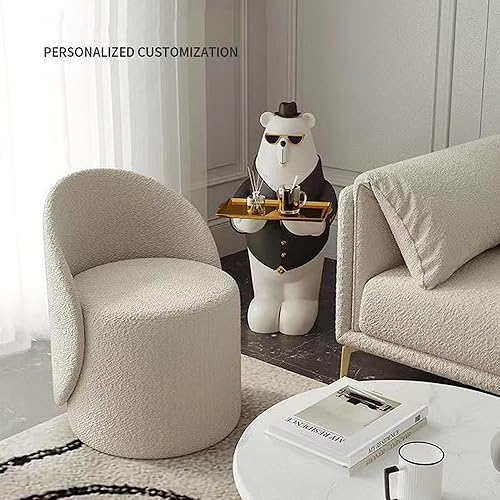 Miniatura 4 de Silla de maquillaje giratoria, esponja de alta densidad para dormitorio, silla de maquillaje para el hogar, taburete de lana de cordero, sillón de