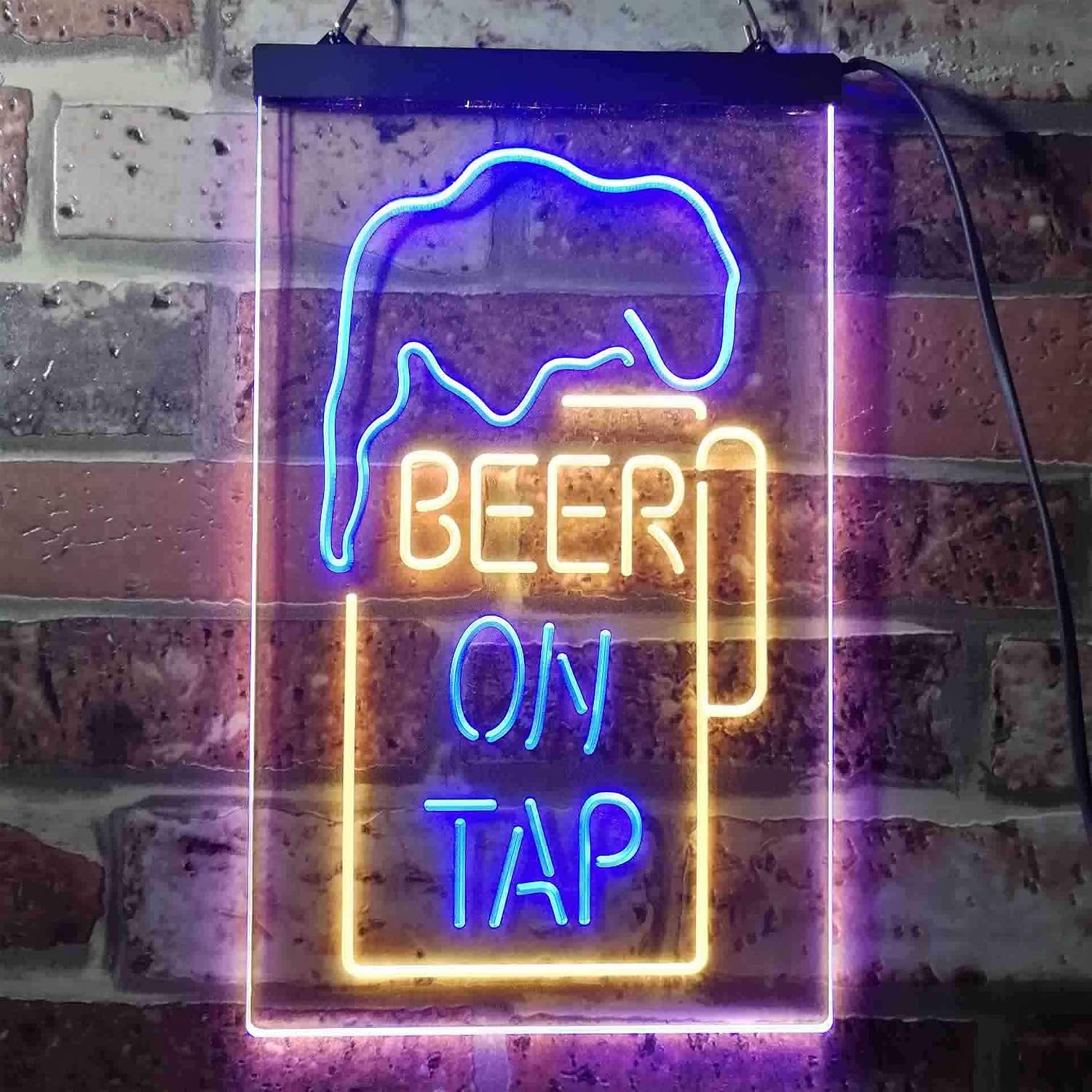 ADVPRO Beer on Tap Mug Bar Dual Color LED Neon Sign Blue & Yellow 16" x 24" st6s46-i3360-by