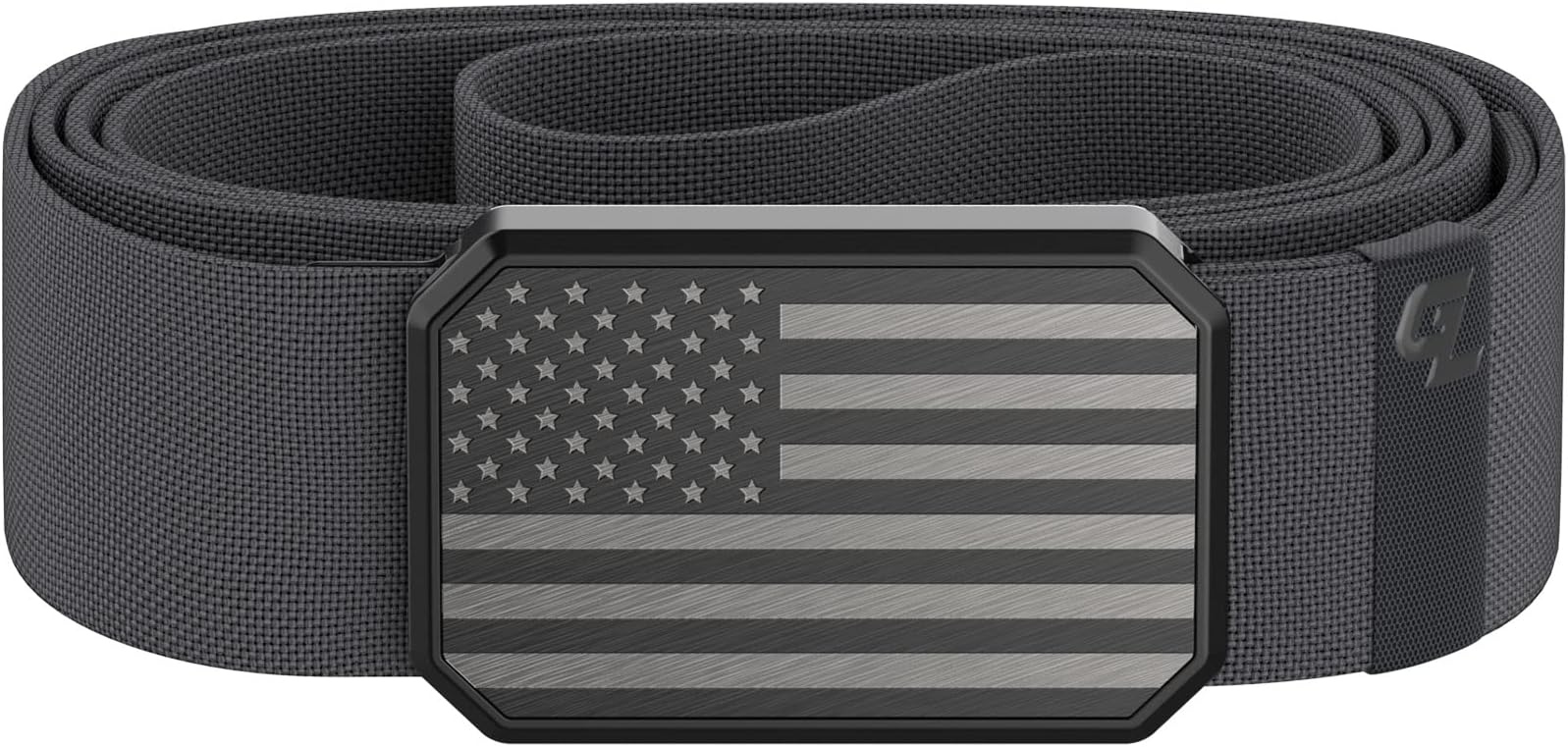 Hero Groove Belt by Groove Life - Men's Stretch Nylon Belt with Magnetic Aluminum Buckle, Lifetime Coverage, Flag Black / Deep Stone, X-Large