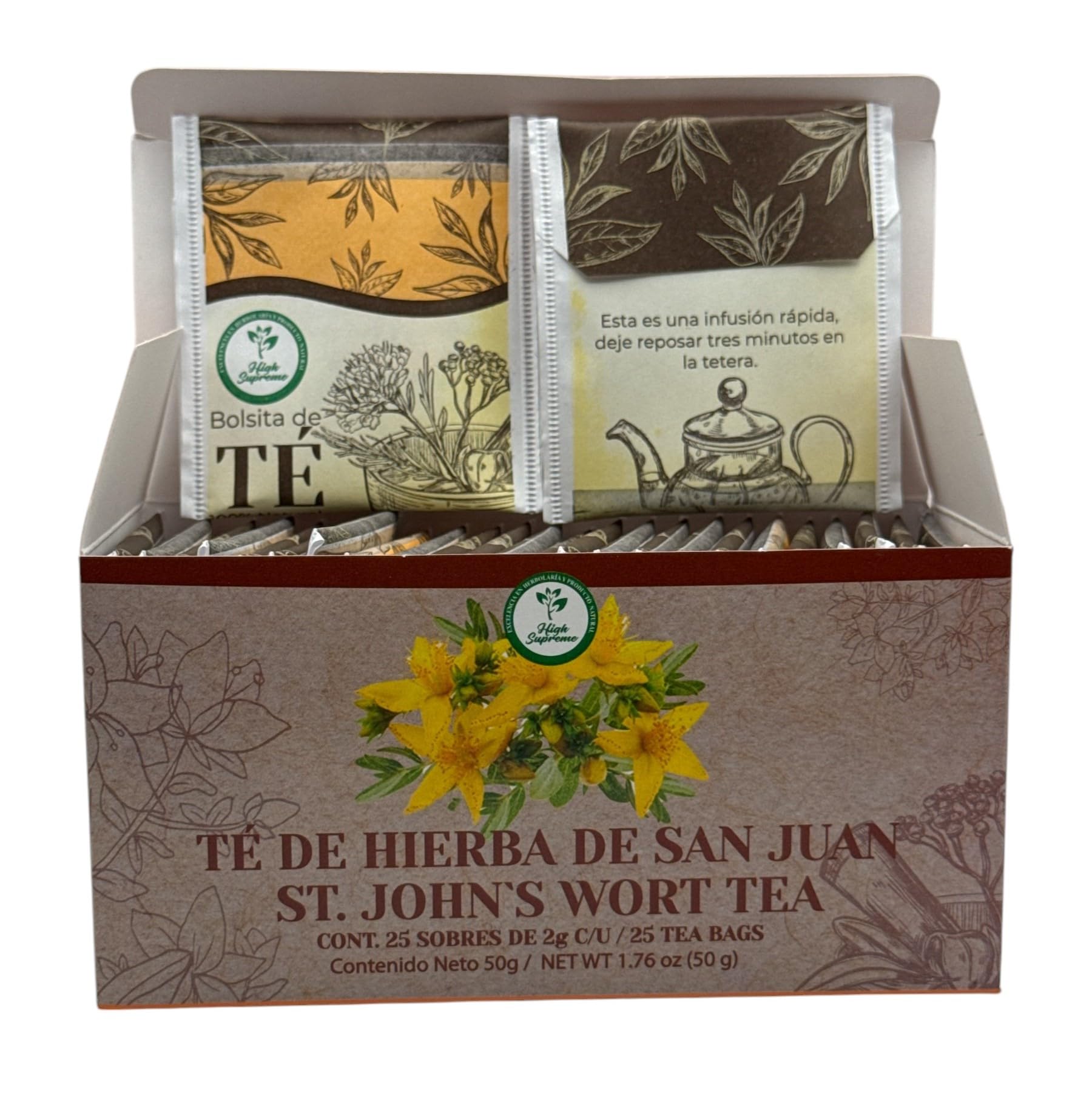 Hierba De San Juan TE (St. John's Wort tea) 25 tea bags, vegan, 100% Natural,