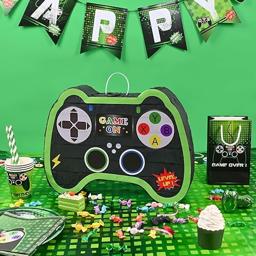 Miniatura 4 de WERNNSAI - Piñata de controlador de videojuegos, suministros para fiestas, paquete con venda y bate para niños, temática de juegos, fiesta de