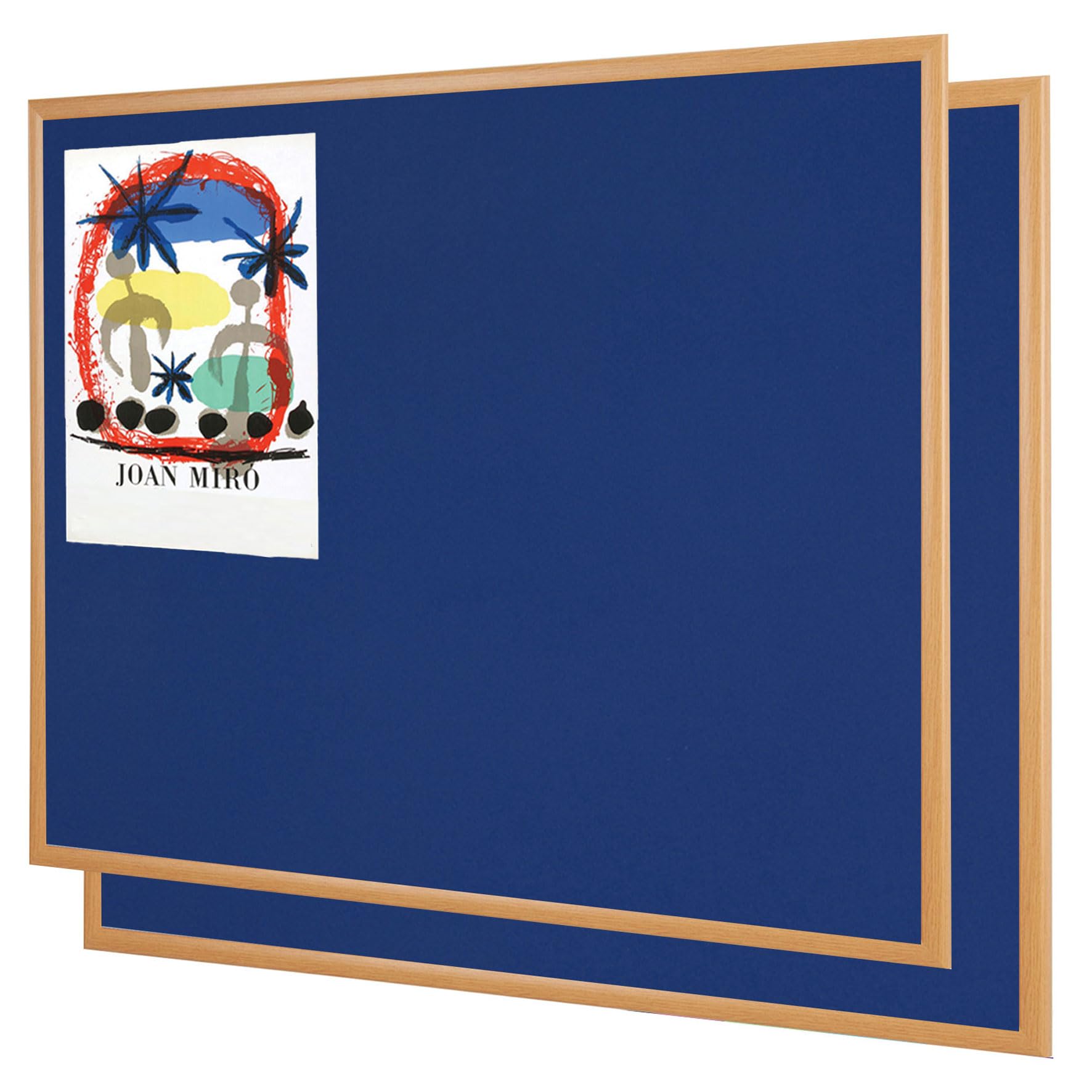 Wonderwall Premier Eco-Friendly Blue Felt Noticeboard, 90 x 60 cm, Light Oak Wooden Effect Frame, Pack of 2- Ideal for Office, School, Healthcare, Library