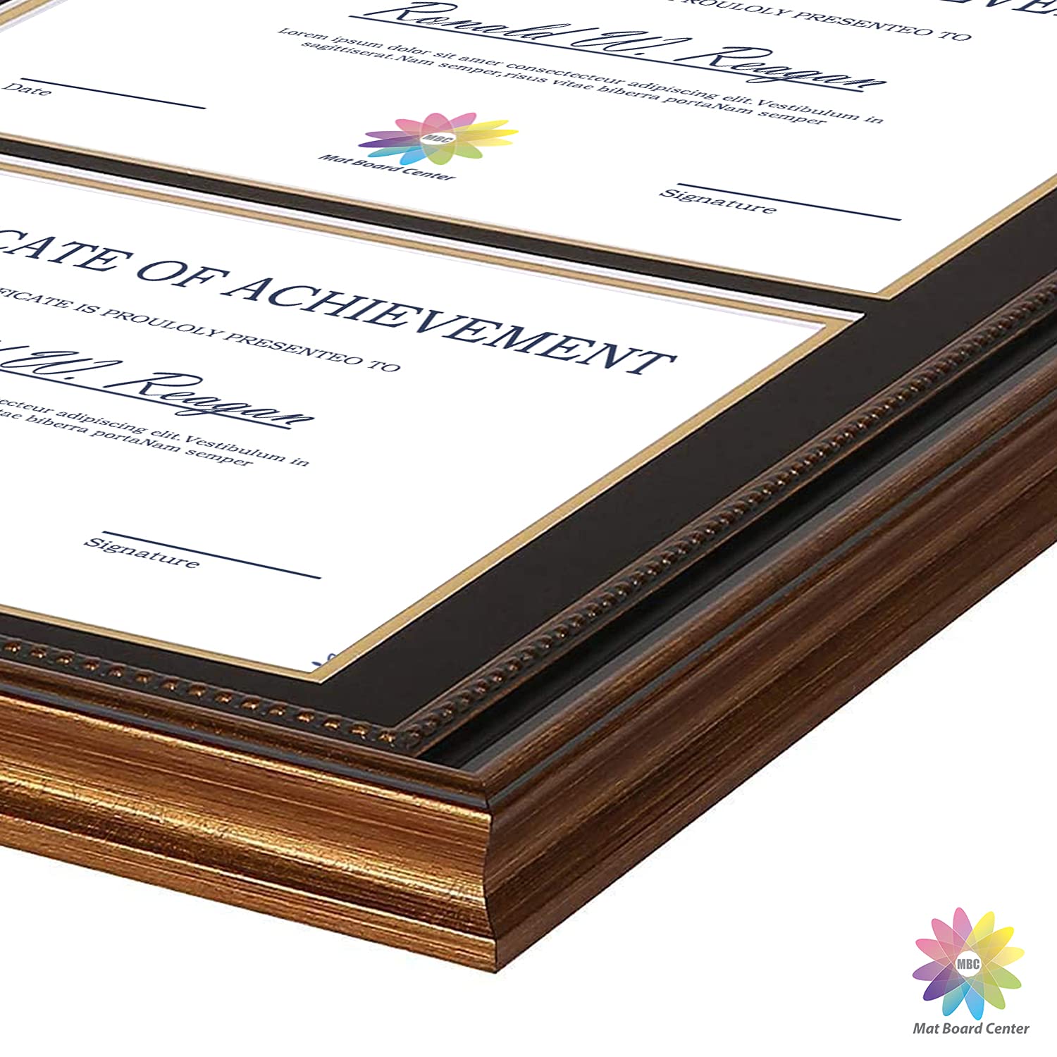 Campus Images Certificate Frame With Double Black Mats - 10x14 Document Frame, Black/Gold Trim - View #4