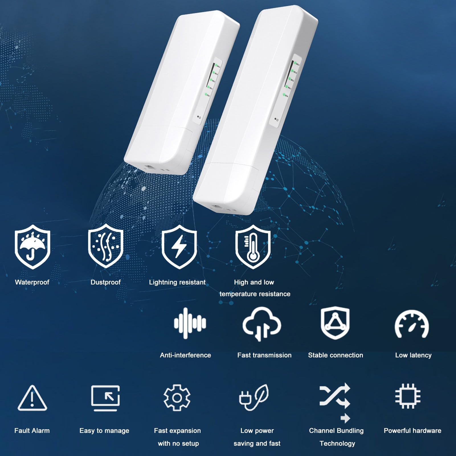 Gigabit Wireless Bridge, Długi Mostek Wi -Fi na Odległym Zasięgu, Bezprzewodowy Mostek Sieciowy 5G z Podwójnymi Mostami Bezprzewodowymi do Nadzoru na Zewnątrz i, Bez Okablowania, Dostępu na Zewnątrz