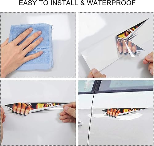 Miniatura 7 de TOMALL 3 calcomanías de simulación 3D de ojos estéreos para el automóvil, calcomanías de hombre que mira a la mujer, calcomanías de ojos de