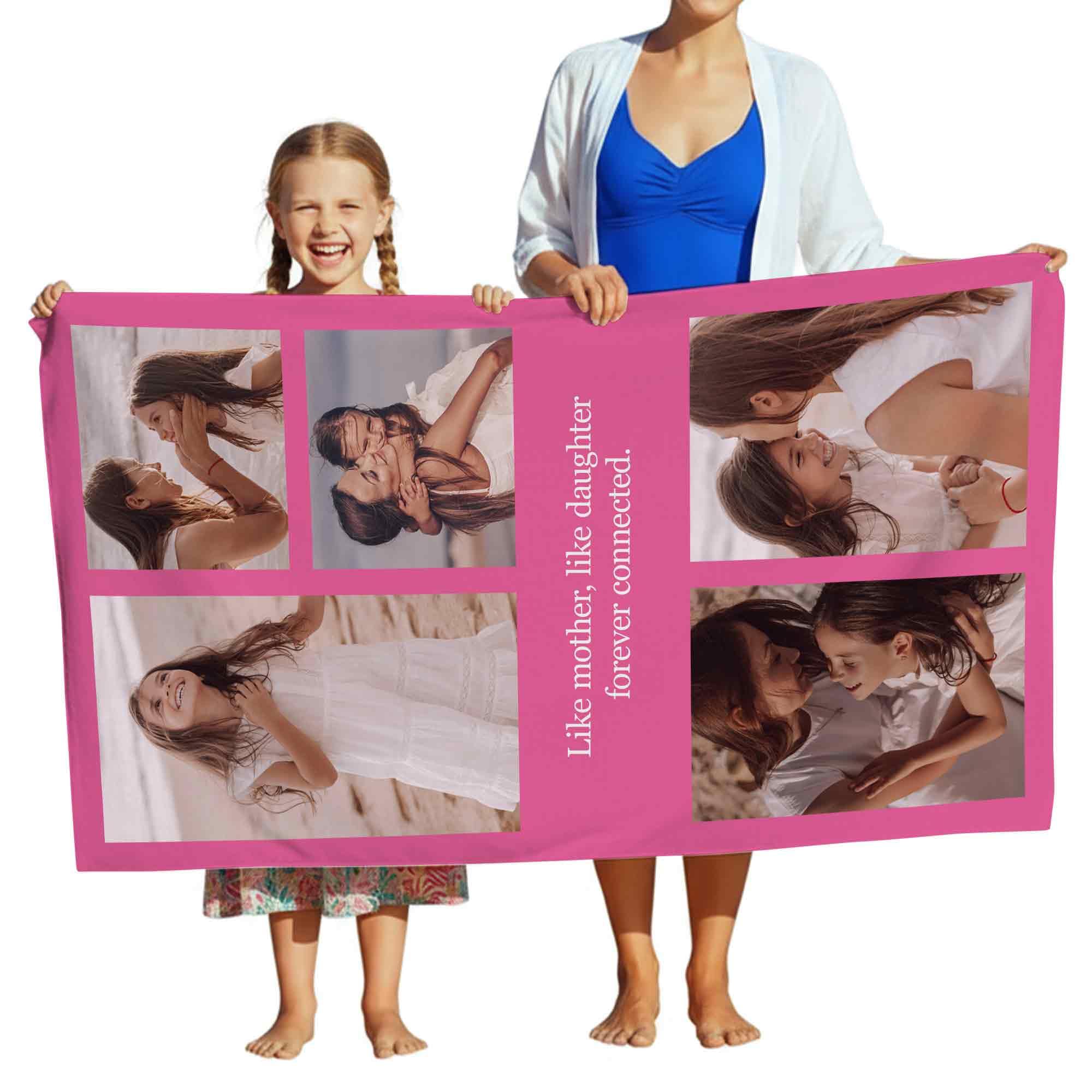 Print Maniacs Personalised Beach Towel Photo Collage with Text Custom Microfibre Quick Dry Lightweight Travel Towel Sand Free Holiday Pool Gym Spa Gift for Him Her