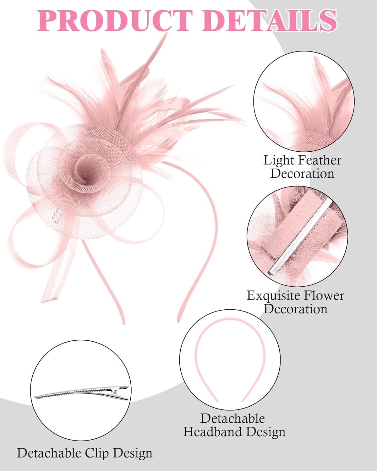 6 Pcs Fascinators for Women Tea Party Hats for Cocktail Wedding Tea Party Accessories - Image 2