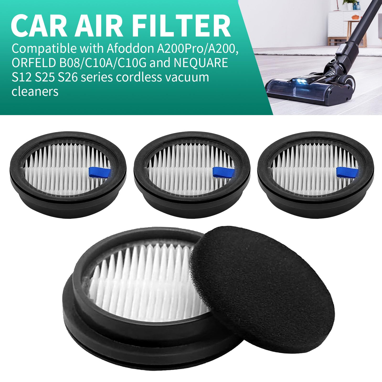 Lot De 3 Filtres HEPA + 9 Filtres éponge De Rechange Pour Aspirateur Sans Fil Afoddon A200Pro/A200 Et Compatibles - 14