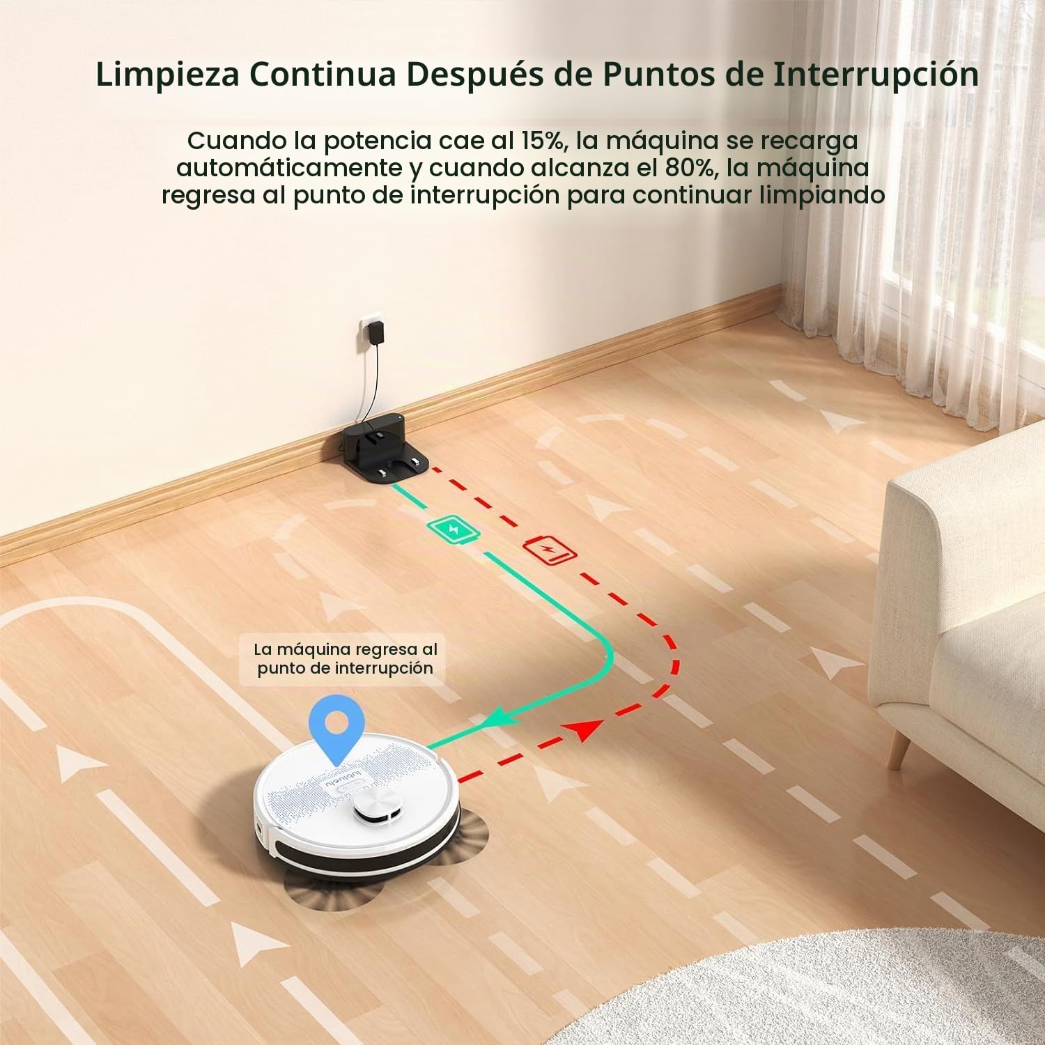 Lubluelu Robot Aspirador y Fregasuelos con Navegación por Mapa con Láser, Succión de 4000 Pa, 55 dB Silencioso, WiFi/App, 10 No-Go-Zone, Mapa de 5 Plantas, Ideal para Pelo de Mascota, Alfombra, Blanco