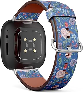 CJBROES Replacement Leather Watch Band, Compatible with Fitbit Versa 3 and Fitbit Sense of Wristband Bracelet Accessory - Watercolor-Beautiful