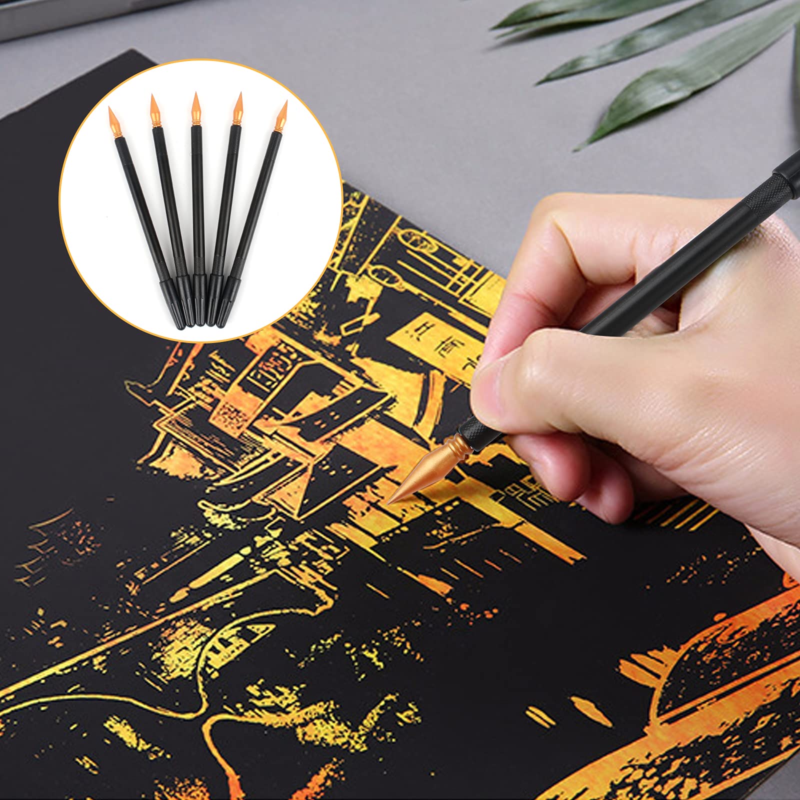 Kit 19 Stylos Grattoirs Bigxin - Double Pointe, Bambou, Brosses Pour Art Scraping