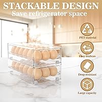 Vista 4 de Caja de huevos acrílica transparente 18 y 36 unidades de almacenamiento para refrigerador y cocina. Tamaño: 13.3 x 4.7 x 3.9 pulgadas (paquete de 2)