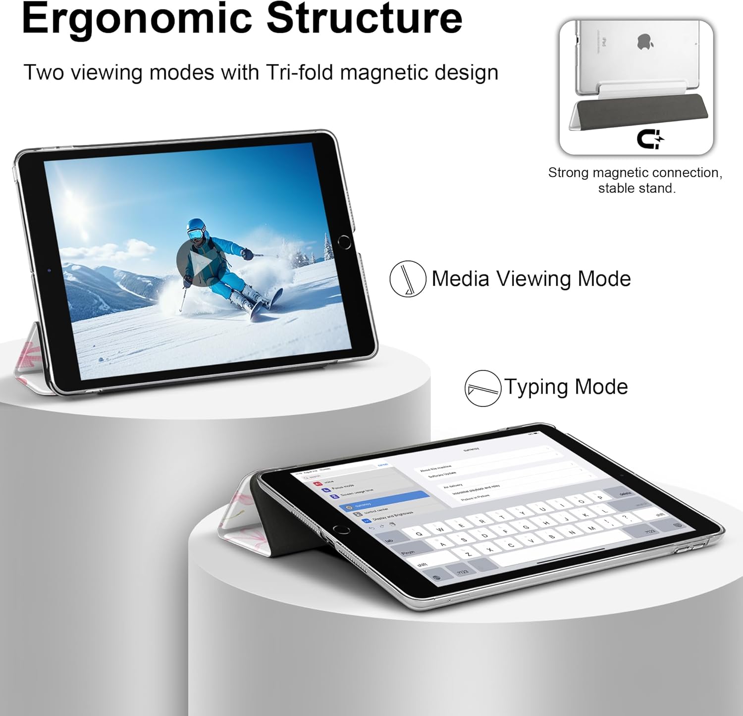 DONGKE Compatible with iPad 10.2 Inch Case 2021 2020 2019, Smart Lightweight Trifold Stand Hard Plastic Transparent Cover Support Auto Sleep/Wake for iPad 10.2" 9th/8th/7th Generation - Cherries