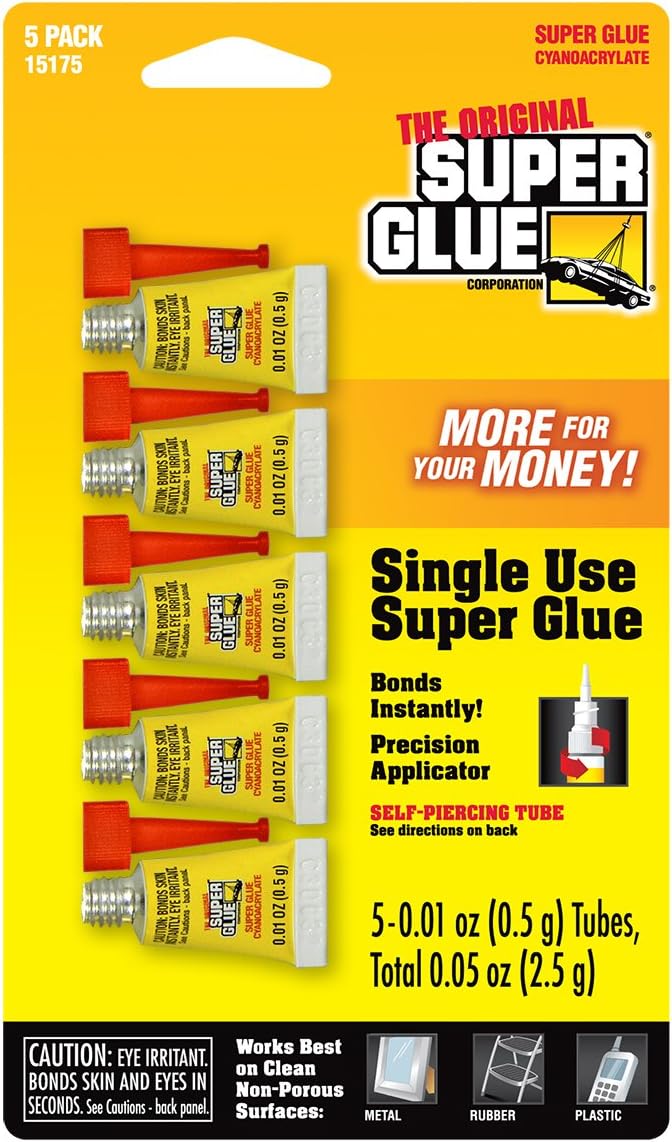 Super Glue Liquid Clear 5 Mini Single Use Tubes (Pack