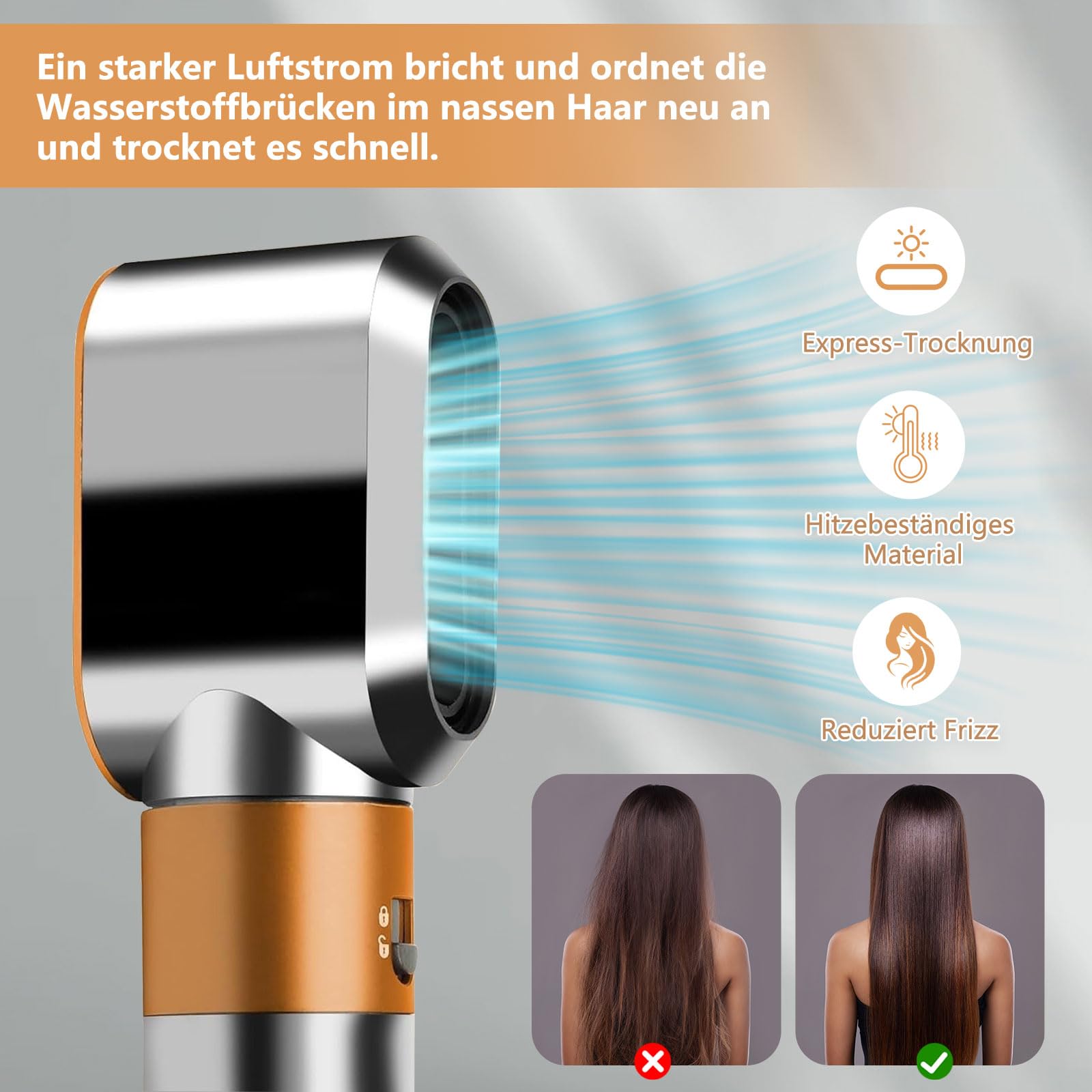 Buse de rechange pour sèche-linge Dyson Airwrap Styler HS01 HS05, embouts pour Dyson Airwrap, répartition uniforme du flux d'air, séchage rapide des cheveux (doré)