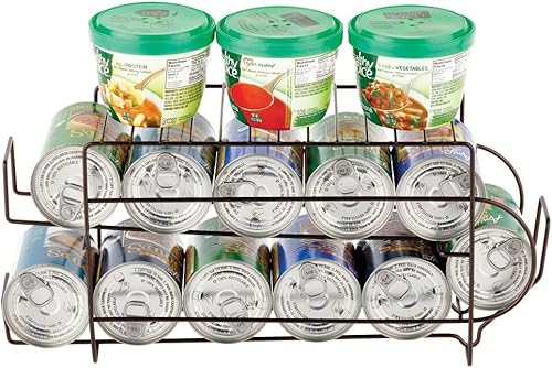 Miniatura 4 de mDesign Organizador de almacenamiento de 2 niveles de alambre de metal de pie para popsodas y latas de alimentos con estante superior para despensa