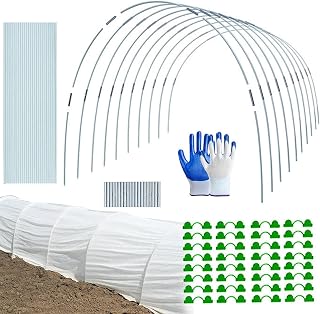 Garden hoops, 17 inch garden cloche crop protection hoops, durable polytunnel support frame for garden greenhouse, stainless DIY garden hoops plant support for raised beds b