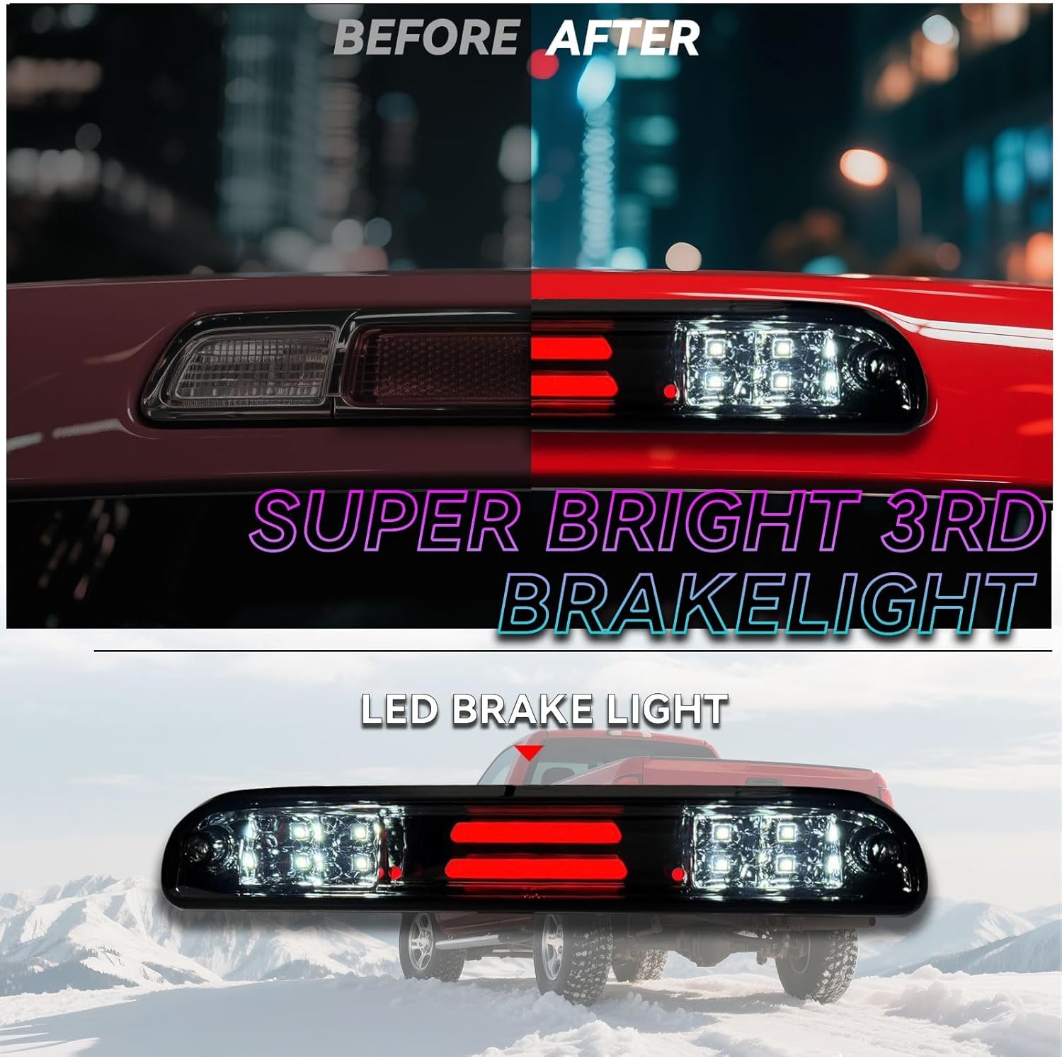 All-in-One LED Tail Light + 3rd Third Brake Cargo Lamp for Ford F250 F350 F450 F550 Super Duty 1999-2007.Upgraded Version Rear Taillight Assembly and High Mount Stop Light.