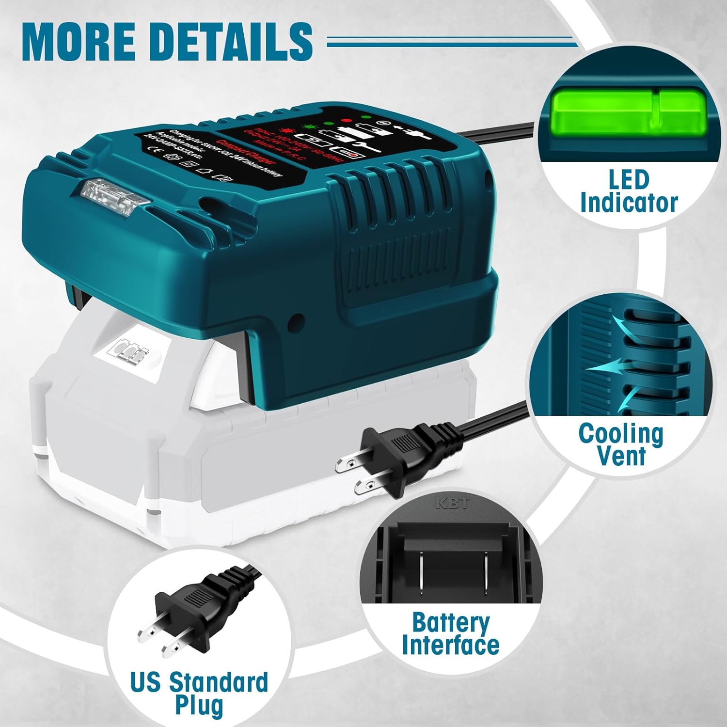 UNIKI Fast Charger for Snow Joe & Sun Joe 24V Battery Charger Compatible with Snow Joe & Sun Joe 24V Lithium Battery 24BAT-LTX 24VBAT-LTW 24VBAT-LTE 24VBAT-LT - Image 6