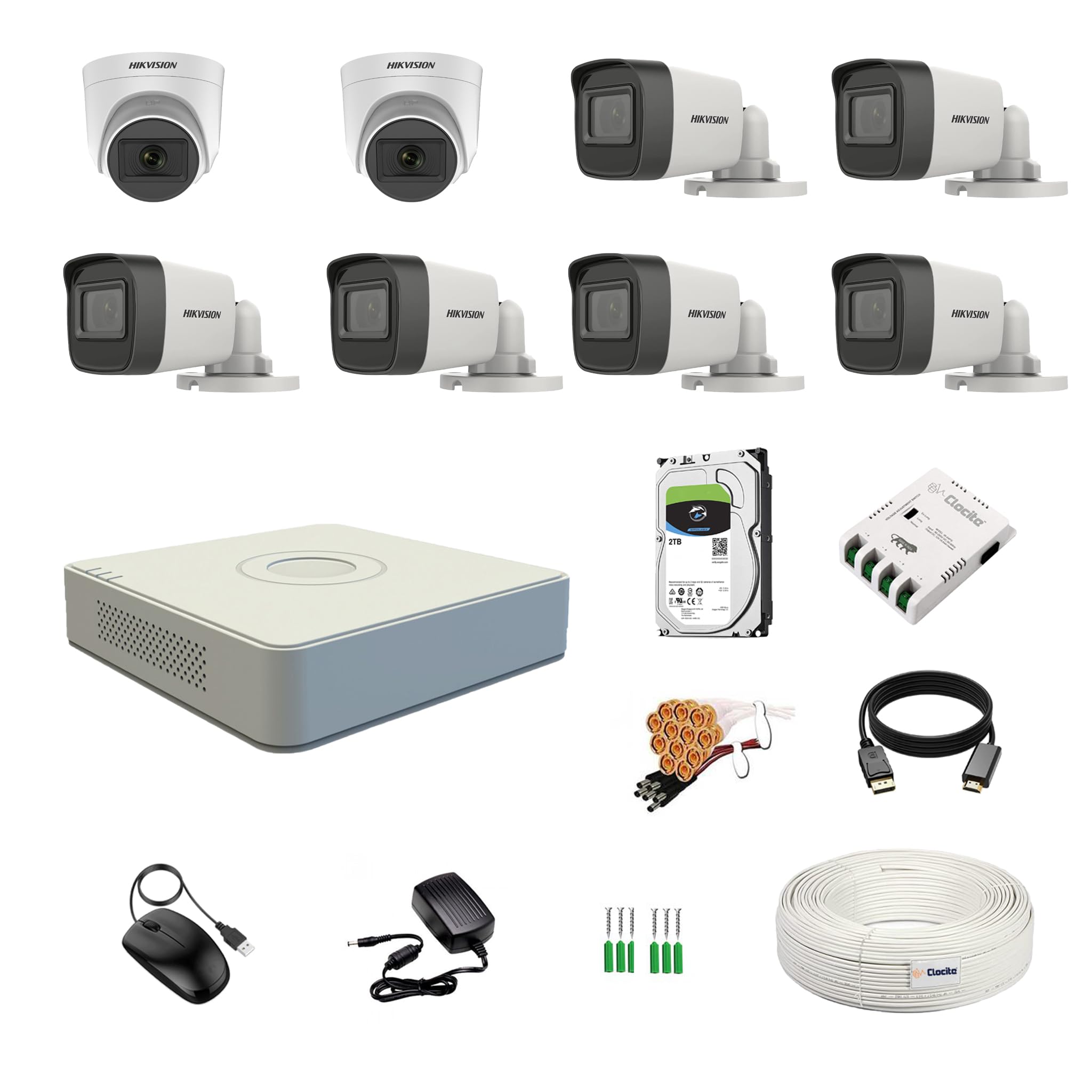 Hikvision 8 Channel DVR Kit - 5MP Cameras & 2TB HDD -1