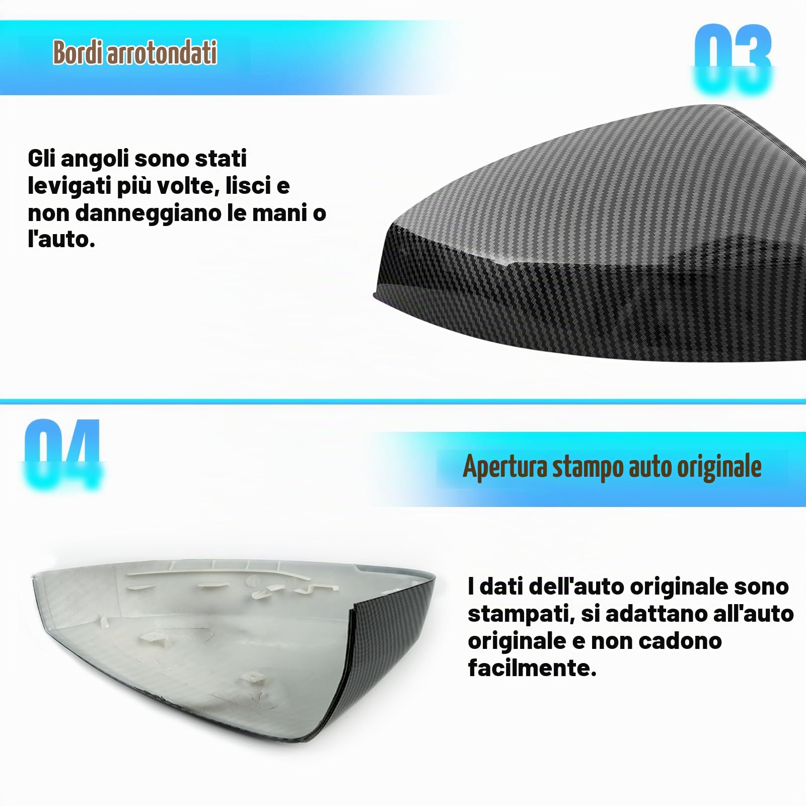 TTCR-II 2PCS Compatibile con Copri Specchietti Audi A3/8V/S3/RS3 2013-2019 | Sinistra+Destra Copertura Specchietti Retrovisore A3/8V/S3/RS3 2013 2014 2015 2016 2017 2018 2019 Tappi Specchietti-Carbonio