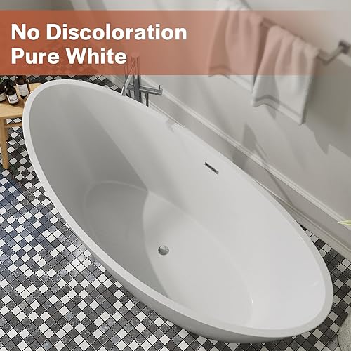 Miniatura 6 de Bañera independiente de acrílico que empapan las bañeras modernas del soporte del balneario en blanco 67 pulgadas