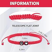 Vista 8 de Initial Bracelets for Women Teen Girls, Initial A-Z Heart Letter Charm Bracelets Handmade Adjustable Rope Bracelets for Mother's Day Graduation Black