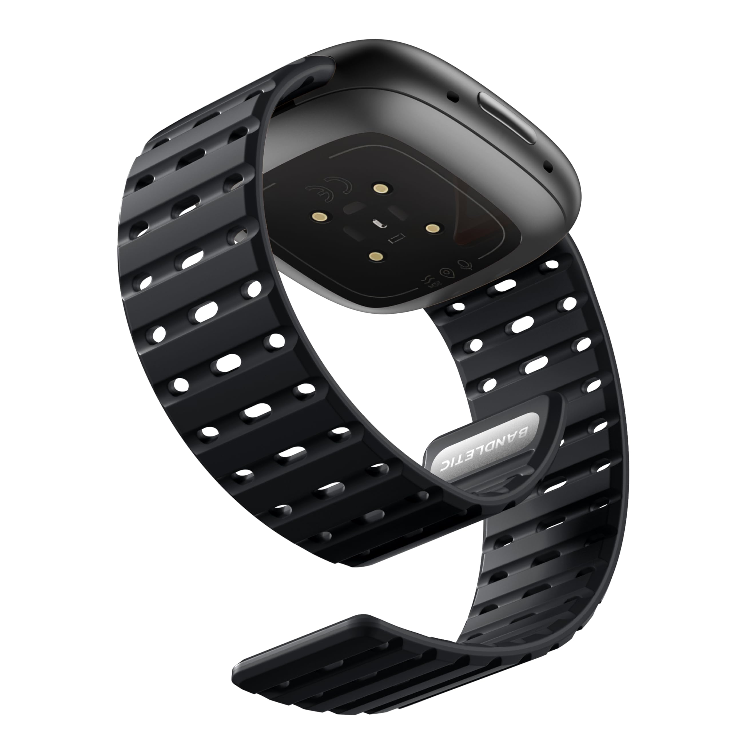 Bandletic Compatible with Fitbit Versa 4 Strap/Fitbit Versa 3/Fitbit Sense/Sense 2 Straps for Women Men, Soft Magnetic Silicone Sport Replacement Band for Fitbit Versa 4/3/Sense 2/Sense
