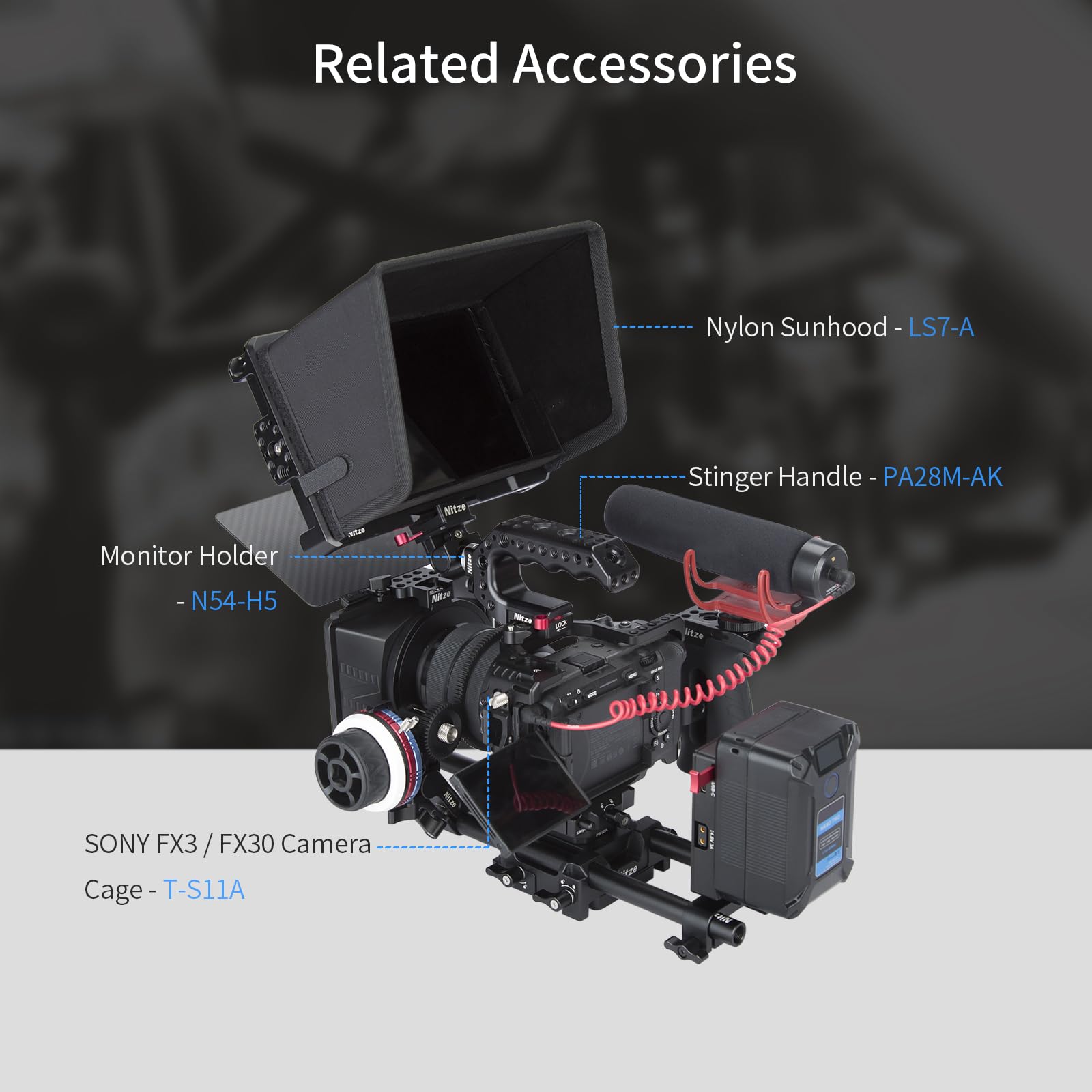 Nitze Gabbia per Monitor SmallHD Indie 7/702 Touch da 7" con parasole - JT-S02B