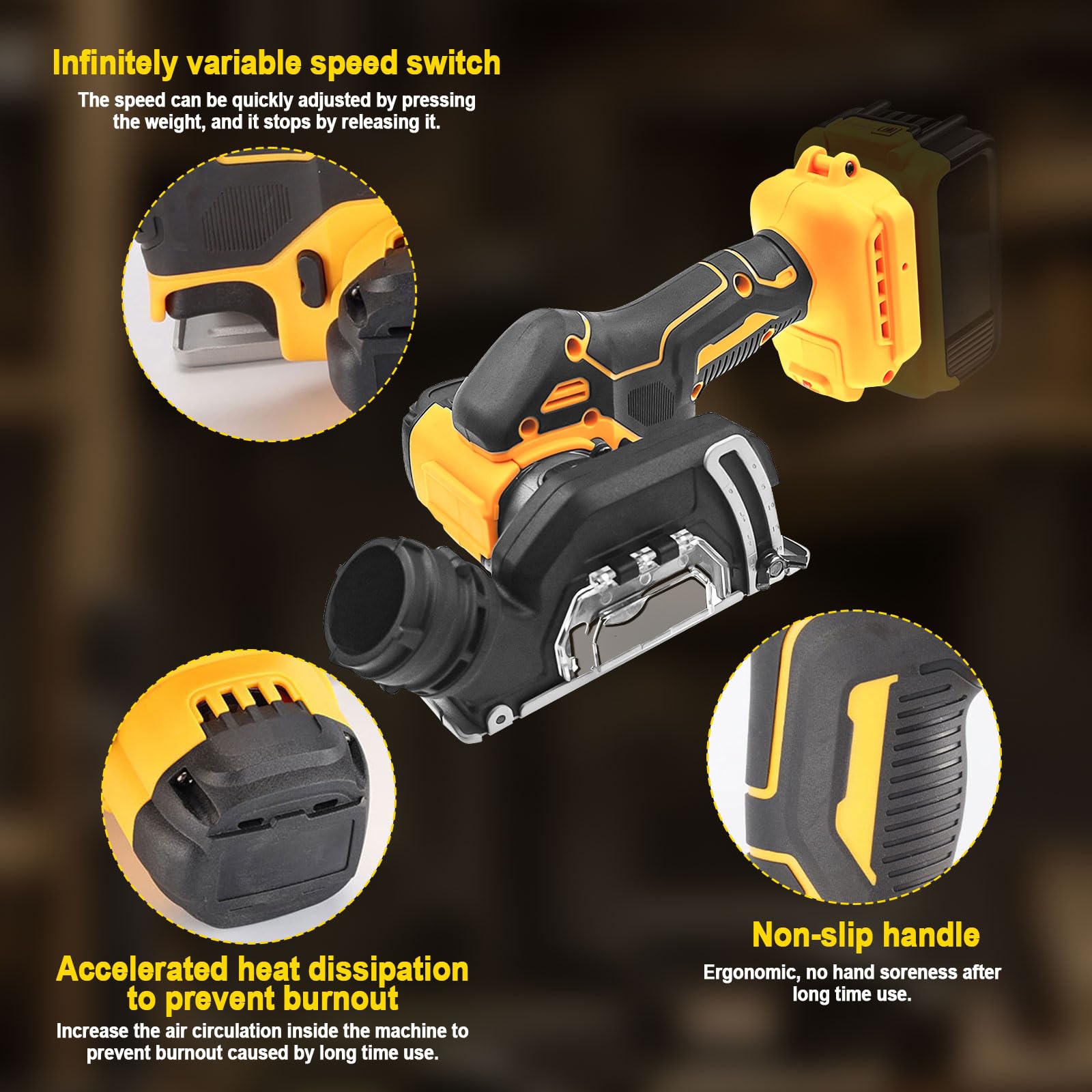 Meuleuse d'angle sans fil compatible avec Dewalt 20 V batterie, outil de coupe sans fil 20 000 tr/min, moteur brossé avec 4 lames de 7,6 cm pour coupe du bois, du plastique, du métal