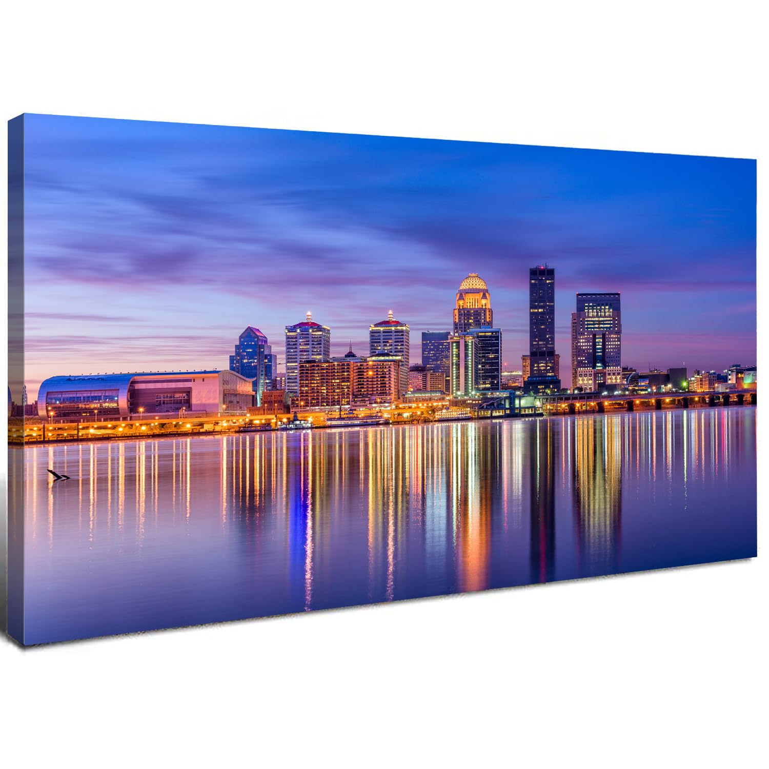 Louisville Skyline Wall Art Kentucky Wall Decor Sunset Downtown Pictures Waterfront Park Landscape Canvas Prints Painting Modern Cityscape Artwork for Bedroom Living Room Home Decoration 20x40”