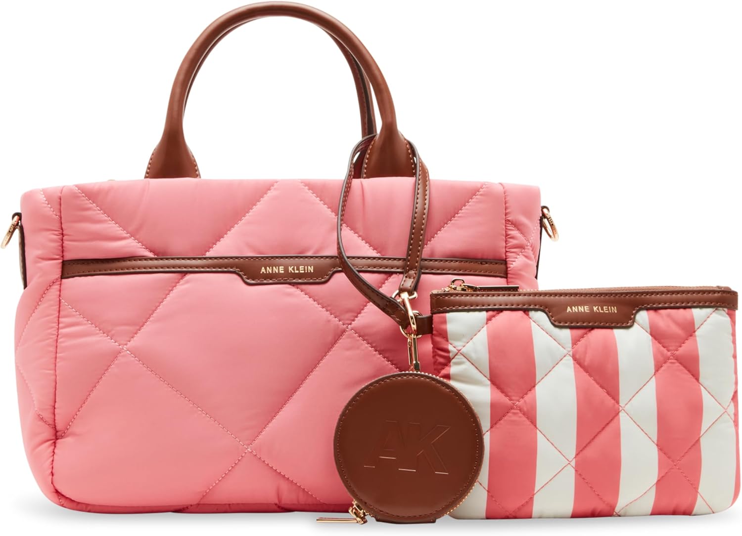 Anne Klein Women's Anne Klein Ew Quilted Nylon Satchel With Pouch and Coin Case